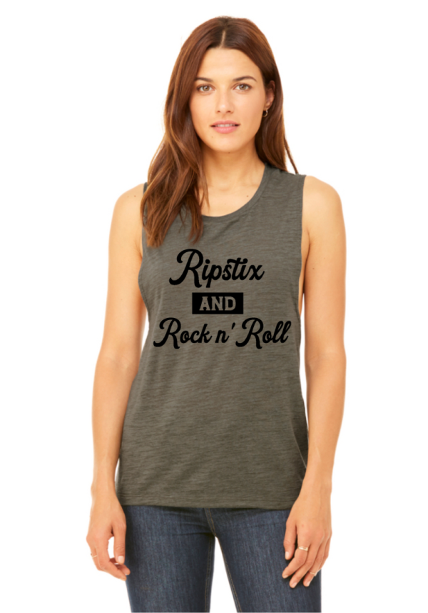 Ripstix and Rock n' Roll Olive Muscle Tank