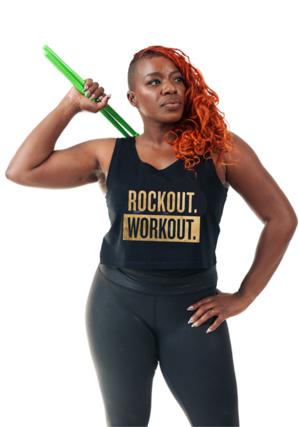 Rockout Workout Gold Print Crop
